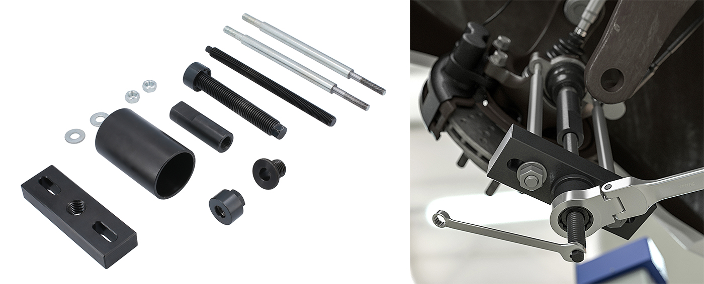 Easily remove Ford transit bolt-in style front lower ball joints with this removal and installation tool