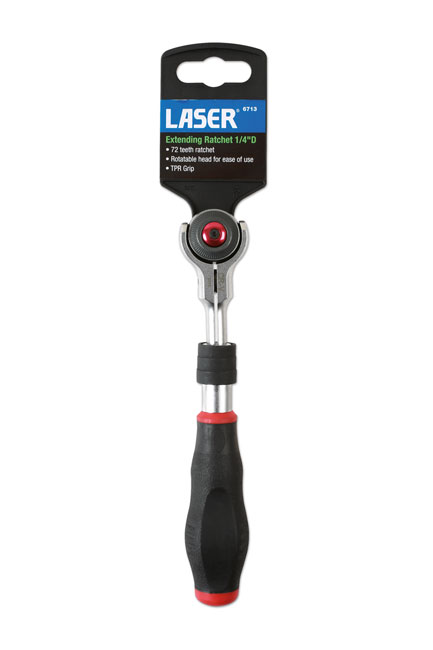 Laser Tools 6713 Extending Swivel Head Ratchet 1/4"D