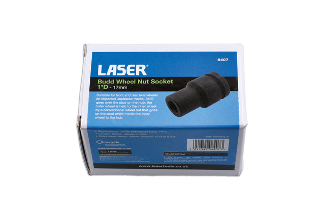 Laser Tools 8407 Budd Wheel Nut Socket 1"D 17mm