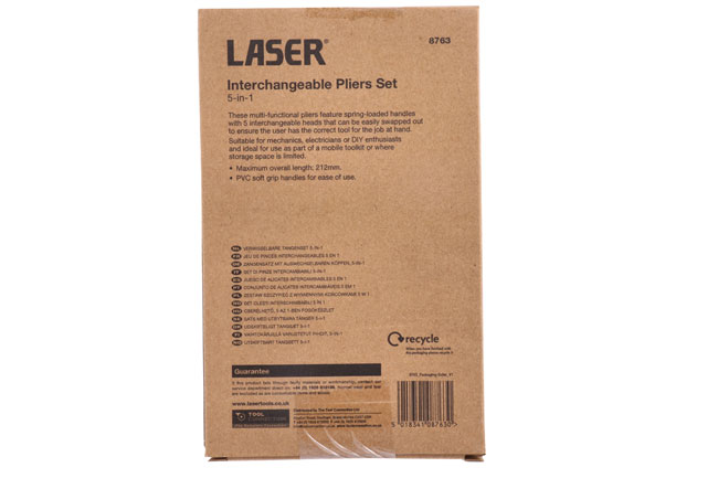Laser Tools 8763 Interchangeable Pliers Set 5-in-1